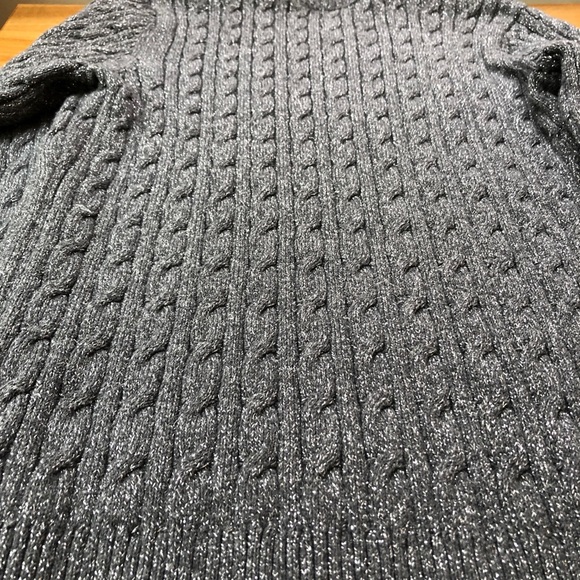 Charter Club Dark Gray Cotton Crewneck Cable-knit Sweater Metallic Fiber - Picture 6 of 12
